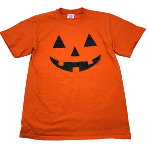 Vintage 00s Joes USA Orange Cotton Jack O'lanatern Crewneck T-shirt Size M